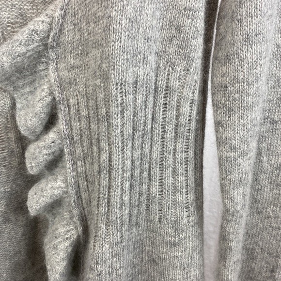 Anthropologie Sparrow Gray Knit Ruffle Open Front Cardigan Duster Sweater S - Picture 3 of 6